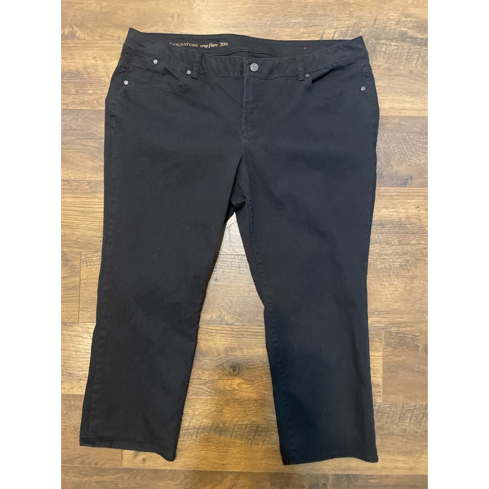 Talbots Signature Crop Flare Denim Jeans Plus 20W Black Modern Classic Stretch